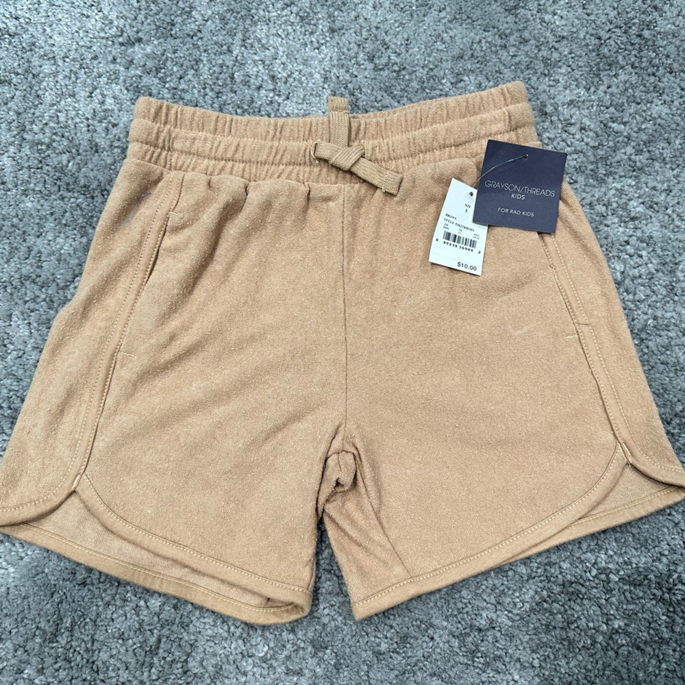 Girls Khaki terrycloth shorts by Grayson/Threads